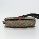 GUCCI GG Supreme Web Sherry Line Tas PVC Beige Zilver 145844 Auth ti3927-9