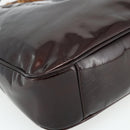 GUCCI Bamboo Bag Patent leather 2way Brown Gold 001 1705 1638 Auth ti3928-13