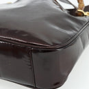 GUCCI Bamboo Bag Patent leather 2way Brown Gold 001 1705 1638 Auth ti3928-14