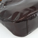 GUCCI Bamboo Bag Patent leather 2way Brown Gold 001 1705 1638 Auth ti3928-15