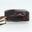 GUCCI Bamboo Bag Patent leather 2way Brown Gold 001 1705 1638 Auth ti3928-4