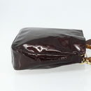 GUCCI Bamboo Bag Patent leather 2way Brown Gold 001 1705 1638 Auth ti3928-5