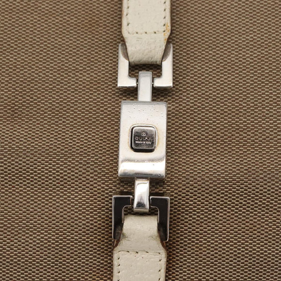 GUCCI Jackie Hand Bag Canvas Beige Silver 002 1065 Auth ti3929A