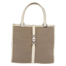 GUCCI Jackie Hand Bag Canvas Beige Silver 002 1065 Auth ti3929A-2