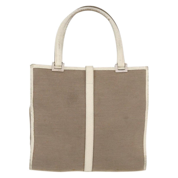 GUCCI Jackie Hand Bag Canvas Beige Silver 002 1065 Auth ti3929A
