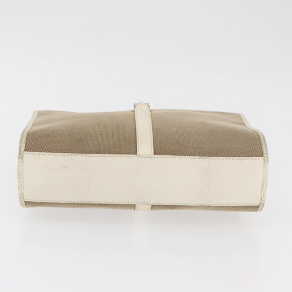 GUCCI Jackie Hand Bag Canvas Beige Silver 002 1065 Auth ti3929A