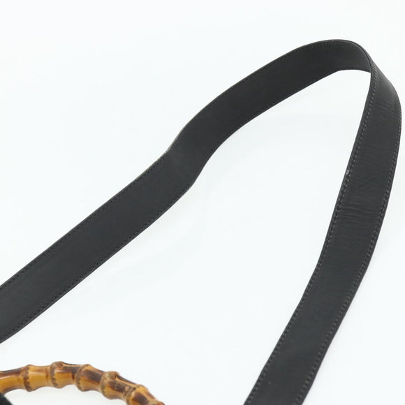 GUCCI Bamboo Hand Bag Suede 2way Black Gold 001 2113 1638 Auth ti3930