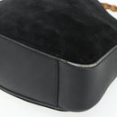 GUCCI Bamboo Hand Bag Suede 2way Black Gold 001 2113 1638 Auth ti3930-12