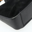 GUCCI Bamboo Hand Bag Suede 2way Black Gold 001 2113 1638 Auth ti3930-15