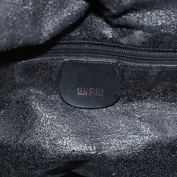 GUCCI Bamboo Hand Bag Suede 2way Black Gold 001 2113 1638 Auth ti3930