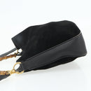 GUCCI Bamboo Hand Bag Suede 2way Black Gold 001 2113 1638 Auth ti3930-4