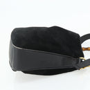 GUCCI Bamboo Hand Bag Suede 2way Black Gold 001 2113 1638 Auth ti3930-5