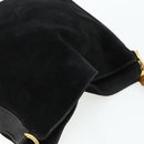 GUCCI Bamboo Hand Bag Suede 2way Black Gold 001 2113 1638 Auth ti3930-6