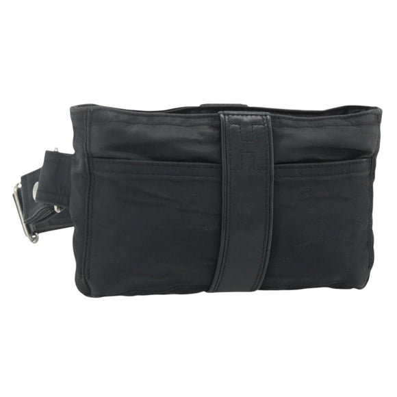 HERMES Acapulco Waist bag Nylon Black Auth ti3931