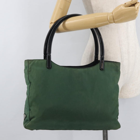 PRADA Tote Bag Nylon Green Black Auth ti3933