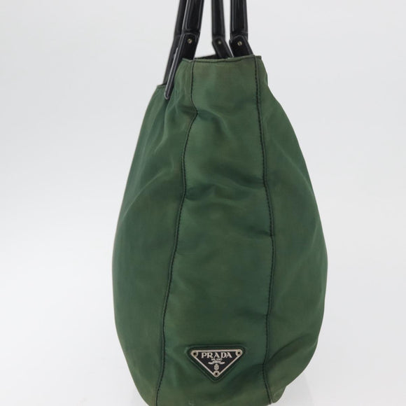 PRADA Tote Bag Nylon Green Black Auth ti3933
