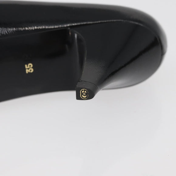 GIVENCHY Heel Patent leather Black Gold Auth ti3934