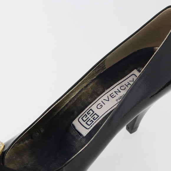 GIVENCHY Heel Patent leather Black Gold Auth ti3934