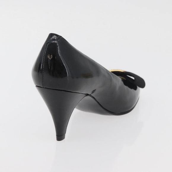 GIVENCHY Heel Patent leather Black Gold Auth ti3934