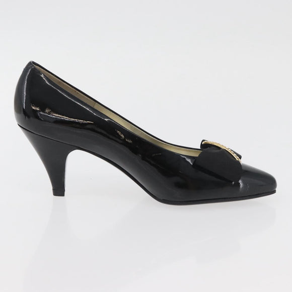 GIVENCHY Heel Patent leather Black Gold Auth ti3934