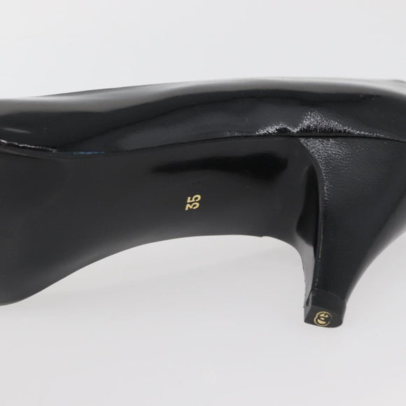GIVENCHY Heel Patent leather Black Gold Auth ti3934