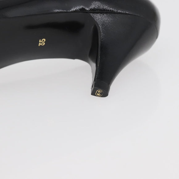 GIVENCHY Heel Patent leather Black Gold Auth ti3934