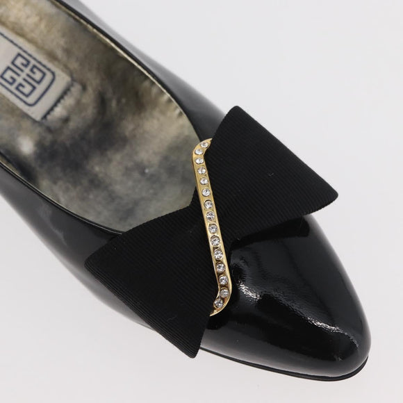 GIVENCHY Heel Patent leather Black Gold Auth ti3934
