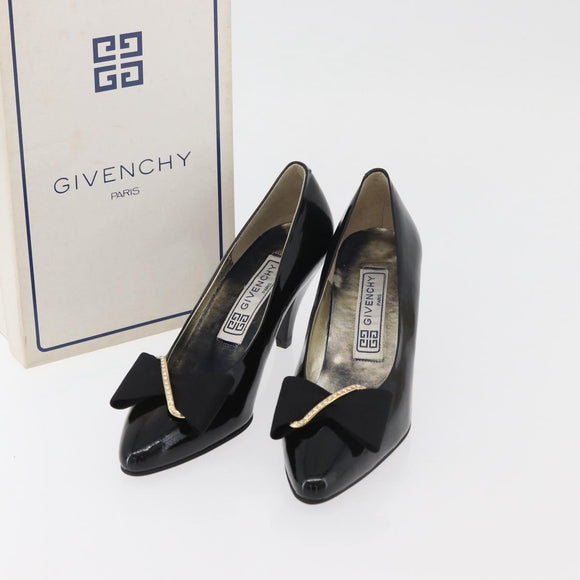 GIVENCHY Heel Patent leather Black Gold Auth ti3934