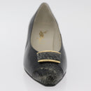 SAINT LAURENT Heel Leather Black Gold Auth ti3935-11