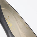 SAINT LAURENT Heel Leather Black Gold Auth ti3935-15
