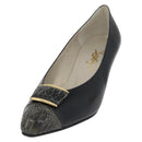 SAINT LAURENT Heel Leather Black Gold Auth ti3935-20