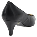 SAINT LAURENT Heel Leather Black Gold Auth ti3935-21