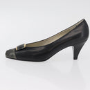 SAINT LAURENT Heel Leather Black Gold Auth ti3935-23