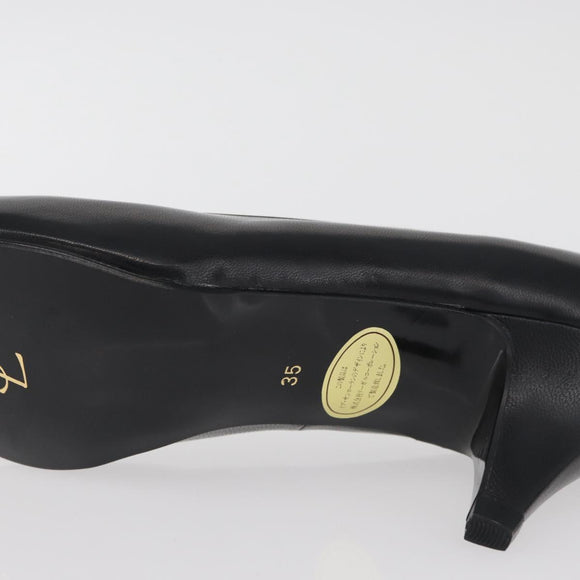 SAINT LAURENT Heel Leather Black Gold Auth ti3935