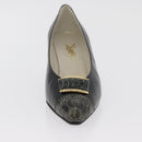 SAINT LAURENT Heel Leather Black Gold Auth ti3935-29