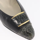SAINT LAURENT Heel Leather Black Gold Auth ti3935-31