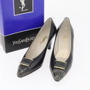 SAINT LAURENT Heel Leather Black Gold Auth ti3935-38