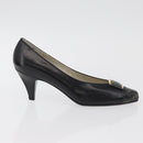SAINT LAURENT Heel Leather Black Gold Auth ti3935-4