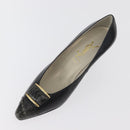 SAINT LAURENT Heel Leather Black Gold Auth ti3935-6