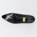 SAINT LAURENT Heel Leather Black Gold Auth ti3935-7