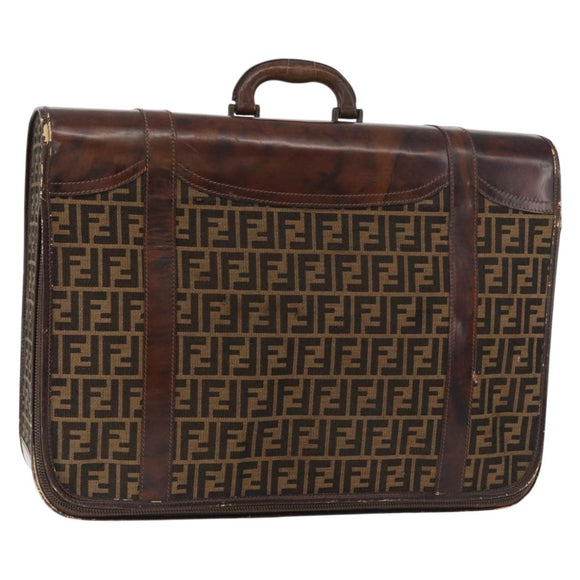 FENDI Zucca Canvas Trunk Black Brown Auth ti3936A