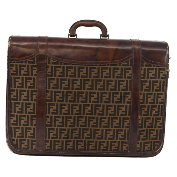 FENDI Zucca Canvas Trunk Black Brown Auth ti3936A