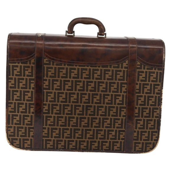 FENDI Zucca Canvas Trunk Black Brown Auth ti3936A