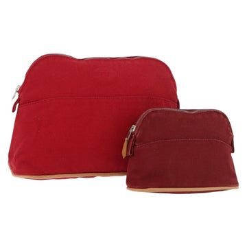 HERMES Bolide Pouch cotton 2 Set Red Auth ti3937