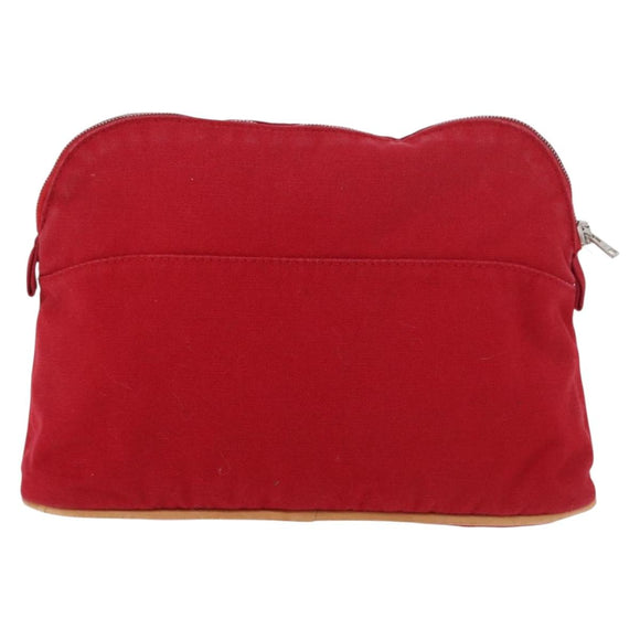 HERMES Bolide Pouch cotton 2 Set Red Auth ti3937