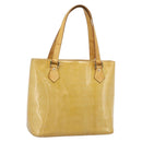 LOUIS VUITTON Monogram Vernis Houston Hand Bag Beige M91004 LV Auth ti3941-1