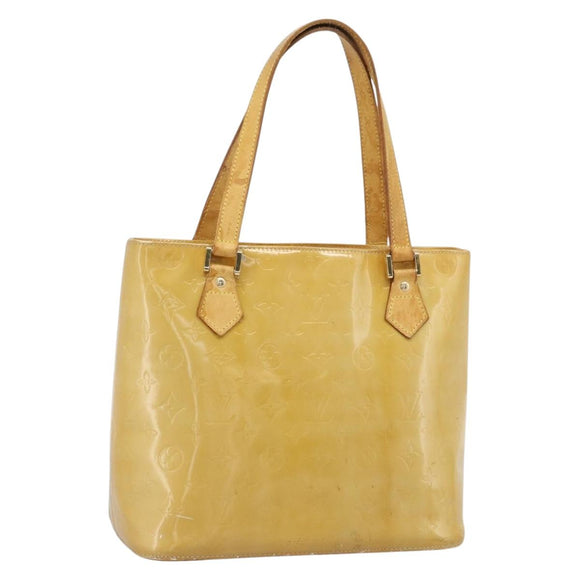 LOUIS VUITTON Monogram Vernis Houston Hand Bag Beige M91004 LV Auth ti3941