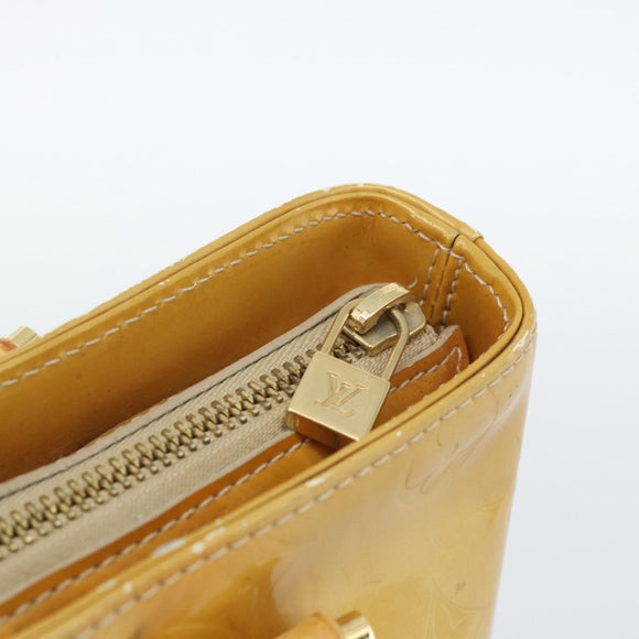 LOUIS VUITTON Monogram Vernis Houston Hand Bag Beige M91004 LV Auth ti3941