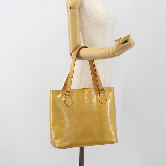 LOUIS VUITTON Monogram Vernis Houston Hand Bag Beige M91004 LV Auth ti3941