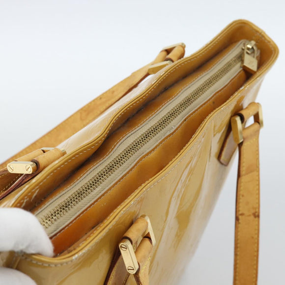 LOUIS VUITTON Monogram Vernis Houston Hand Bag Beige M91004 LV Auth ti3941